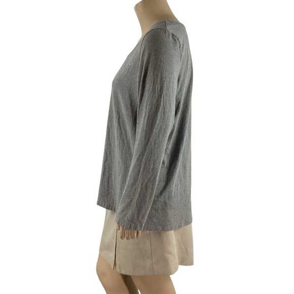 Avenue Gray Long Sleeve Scoop Neck Embellished T-Shirt 22/24 - Picture 4 of 6